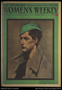 Woman in green cap and trench coat